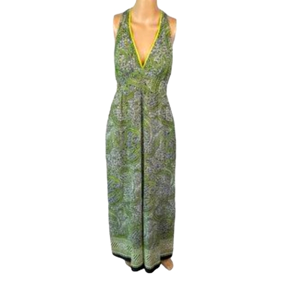 Burning Torch Green Graphic print Halter maxi dress Size-P - Picture 3 of 15
